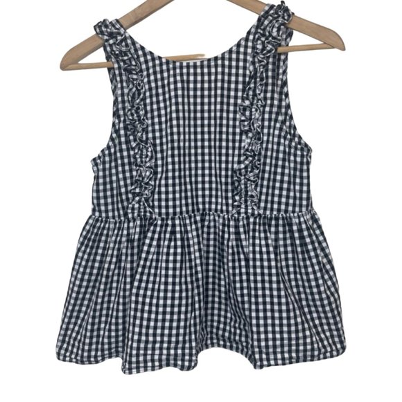 ZARA TRAFALUC | Black and White Checkered Peplum Tank with Button Back | Size XS - Picture 1 of 10